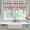 thumbnail image 4 of Retro Boho Balloon Curtains for Bedroom/Front Door/Bathroom, Dark Red Geometric Pattern Rhombic Bohemia Tie Up Curtains 63 Inch Length Light Filtering Kitchen Curtains Shades for Windows 46"x63", 4 of 8