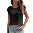 thumbnail image 2 of JGNGSHN Women's Crew Neck Glitter Sequin Tops Casual Cap Sleeve Club Party Tee Shirts Party Top for Women Black L, 2 of 7