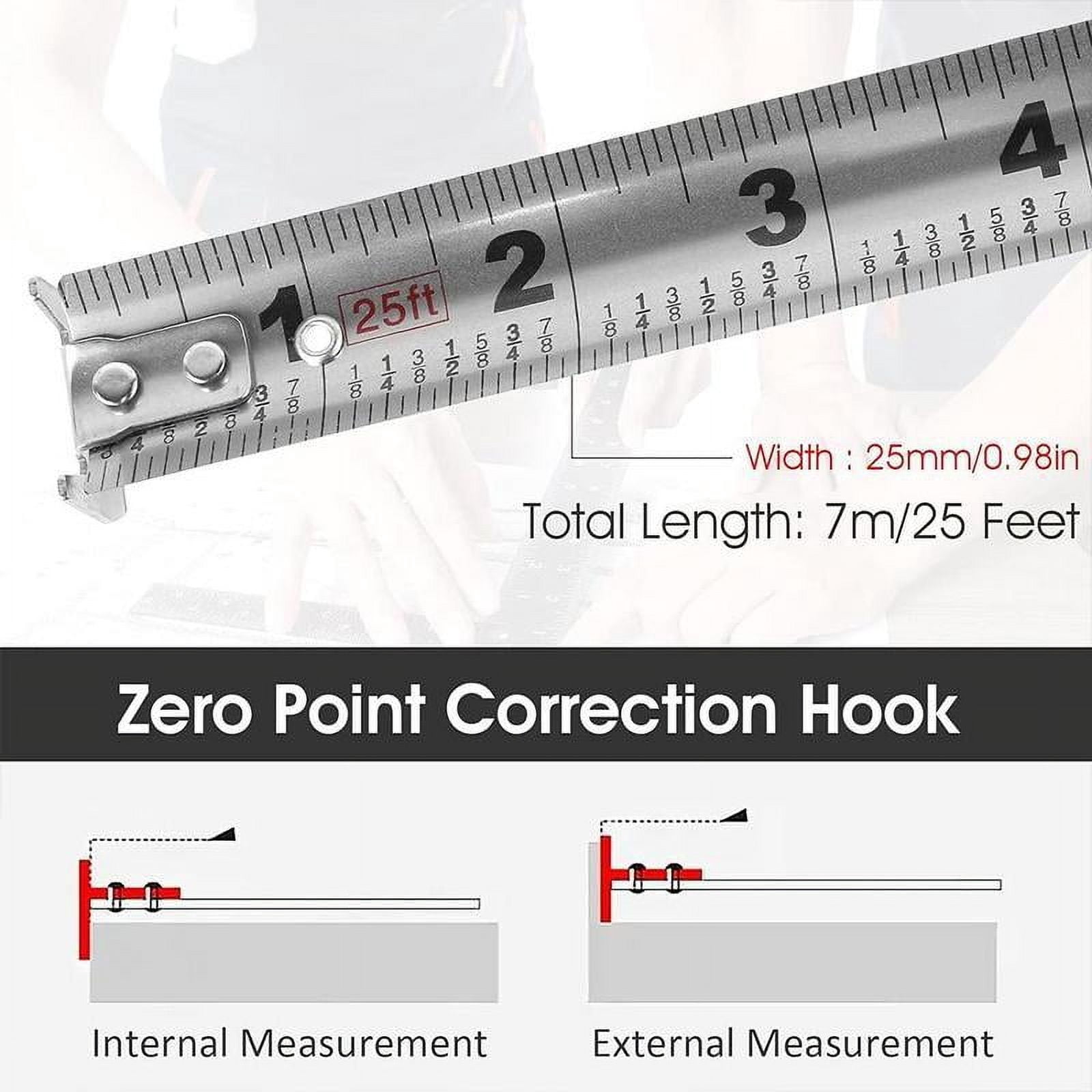 25FT Stainless Steel Measuring Tape, Precision Scale Tape Measure, Portable Retractable Measure Ruler for Household Agricultural Industrial Woodworking, Measuring Tool, Work Equipment for Men