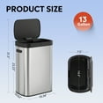 thumbnail image 3 of GALAXHERO Automatic Trash Can, 13 Gallon High-Capacity Wastebaskets, Stainless Steel Garbage Cans, Anti-Fingerprint Finish, Silver, 3 of 6