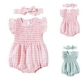 thumbnail image 1 of JDQJBZ Robe Fille Combinaison d'Escalade Barboteuse Manches Courtes Imprimé Couleur Unie Coton Barboteuse Bébé, 1 of 5