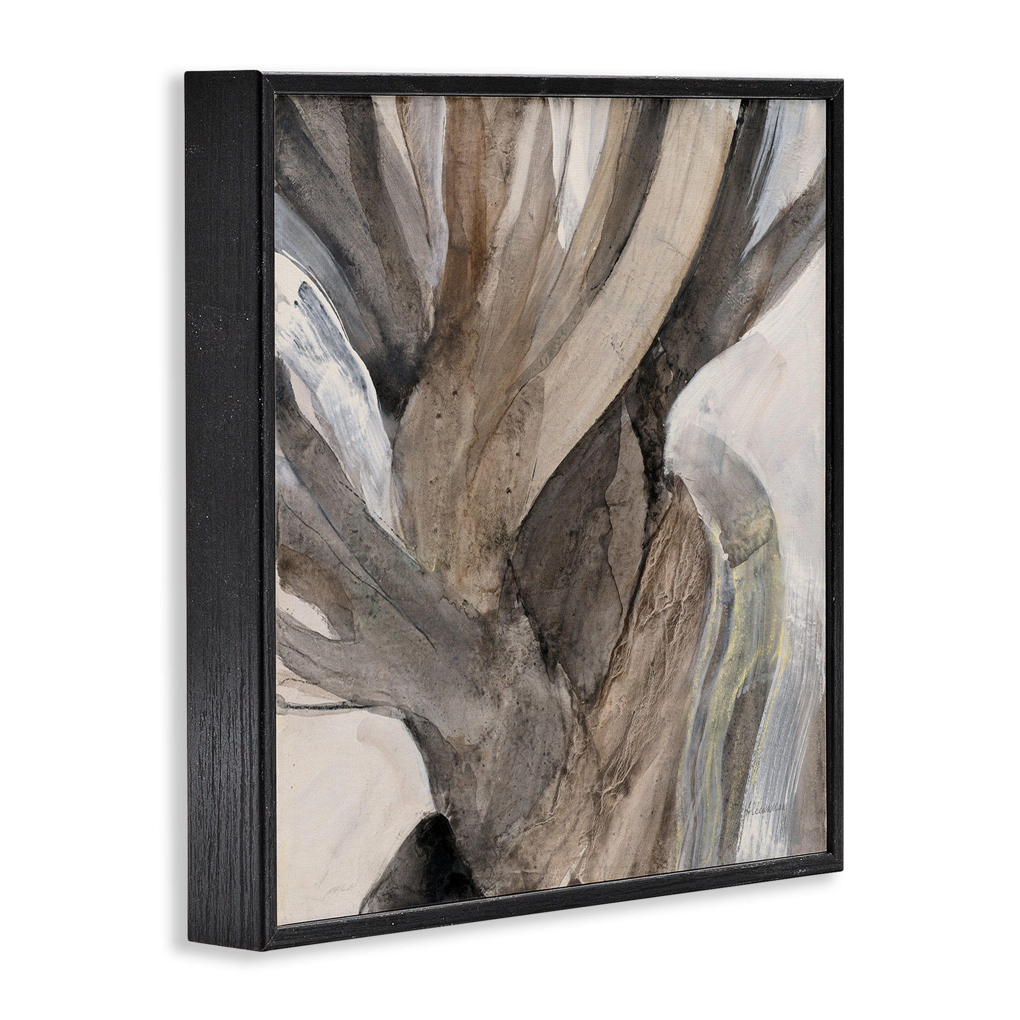 Stupell Industries Twisted Driftwood Abstraction Abstract Painting Black Framed Art Print Wall Art, 24 x 24