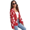 thumbnail image 4 of Floral Print Women V-Neck Long Sleeve Cardigan Button Knit Coat, 4 of 5