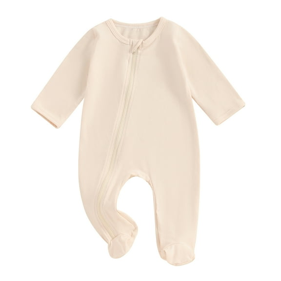 Bagilaanoe Newborn Baby Boys Girls One-pieces Long Sleeve Footie Jumpsuit 3M 6M Infant Zip Up Romper Casual Clothing
