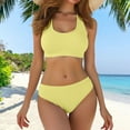 thumbnail image 2 of ZXLBBD Swimsuits for Women Solid Color Sports Bikini Set 2 Piece Seamless Swimwear for Water Activities Bathing Suit Casual Holiday Beach Pool, 2 of 5