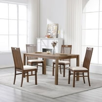 Dayalane Farmhouse Dining Chairs Set of 4, Upholstered Windsor Spindle High Back Chairs Solid Wood Kitchen Chairs for Dining Room, Kitchen Restaurant, Brown