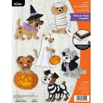 Bucilla Felt Applique 6 PC Ornament Kit, Trick or Treat Puppies