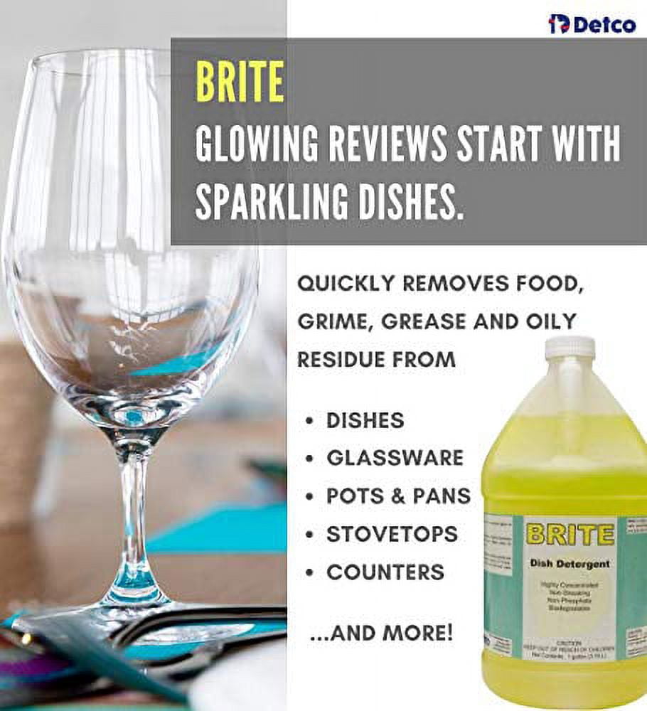 DETCO Brite - Professional Kitchen Manual Pot and Pan Detergent, Hand Wash Dish Soap Liquid Cleaner