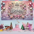 thumbnail image 5 of 5.9x3.6FT Happy Birthday Background Banner Silver and Pink Princess Theme Decoration Crown Roses and Stars Party Banner for Women Girls Birthday Photography Background, 5 of 5