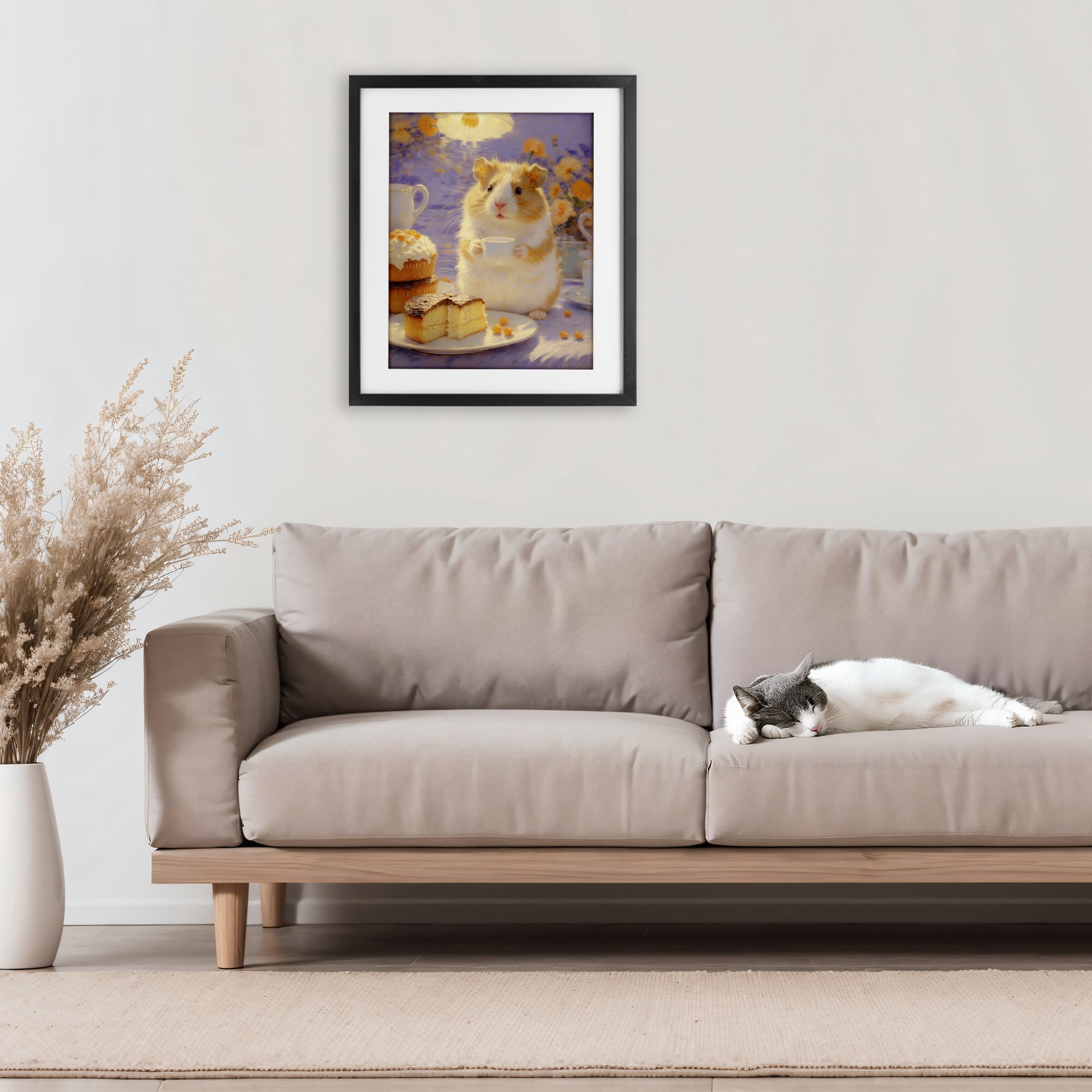 Stupell Industries Hamster Tea Party with Cake Black Framed Print Under Glass, design by Angie Hawke