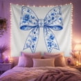 thumbnail image 2 of Blue Floral Ribbon Bow Tapestry, 2 of 7