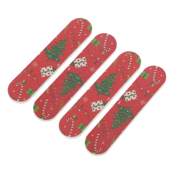 Unique Bargains 4 Pcs Christmas Style Multifunctional Nail File Manicure Tool Red