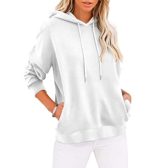 JOANKDMI Pullover Hoodies for Women Long Sleeve Sweatshirts with Pocket Drawstring Hooded Tops Casual Loose Fit Fall Clothes Basic Athletic Sport Activewear