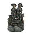 thumbnail image 4 of LuxenHome Resin Bronze Children and Dog Outdoor Fountain with LED Light, 4 of 5