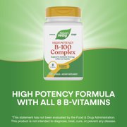 Nature's Way B-100 Complex Capsules, High Potency, Supports Cellular Energy and Nerve Health*, 8 B-Vitamins, 100ct
