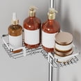 thumbnail image 3 of Shower Caddy Corner for Bathroom, Tension Pole, Adjustable 25in-114in Floor to Ceiling, Standing Shower Tension Rod Organizer, 4 Tier Bathroom Storage Shelves, Silver, 3 of 8