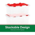thumbnail image 4 of Superio Red Storage Box with Red Hinged Lids, 2 Pack Plastic Container Bins for Organizing with Attached Lid, Stackable Crates, BPA Free, Organizers for Home, Office, Dorm (2, 53Quart), 4 of 5
