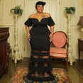 thumbnail image 2 of AURA Plus Size V Neck Maxi Dress Women Flare Sleeve High Waist Elegant Summer Party Dress, 2 of 4