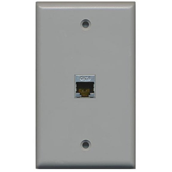 RiteAV - 1 Port Cat6 Shielded Female-Female Wall Plate - Gray