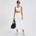 thumbnail image 6 of Capri Yoga Pants Womens High Waisted Wide Leg Pants Cropped Flare Leggings for Travel Casual and Lounge White 2XL, 6 of 9