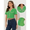 thumbnail image 2 of DARING DIVA Women's Contrast Trim Jacket Single Breasted Blazer M Green, 2 of 6