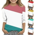 thumbnail image 1 of Jinhomg Blouse Décontractée à Rayures pour Filles, Tunique Ample Confortable Manches 3/4 Col Rond Chemises Légères Printemps Été Pulls Flash 90 Liquidation Jaune 9 Ans, 1 of 5