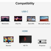 Plugable USB C to HDMI 2.0 Adapter Compatible with 2018 iPad Pro, 2018 MacBook Air, 2018 MacBook Pro, Dell XPS 13 & 15, Thunderbolt 3 Ports & More (Supports Resolutions up to 4K@60Hz)