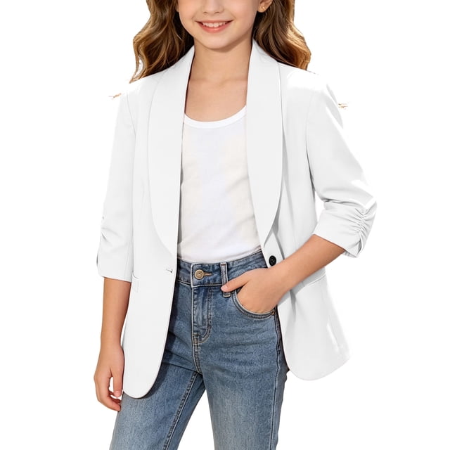Odeerbi Chaqueta Blazer de Manga Larga Chal Cuello Uniforme Escolar Chaqueta de Traje Formal