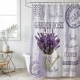 thumbnail image 6 of Purple Lavender Shower Curtain Set - 72" x 78" Washable Bathtub Curtain with 12 Hooks, Vintage Farmhouse Rustic Floral Wooden Grain Waterproof Fabric Stall Shower Curtains for Bathroom/Bathtub Décor, 6 of 6
