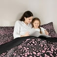 thumbnail image 5 of jejeloiu Chic Cheetah Print Full Size Comforter Sets,Abstract Fulid Art Bedding Comforter Set,Pink Black Bedding Sets For Men Women,Breathable Home Decor Reversible,3pcs, 5 of 8