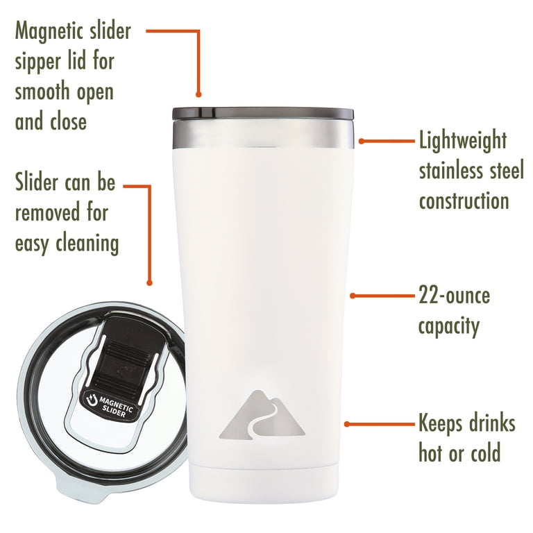 Ozark Trail 22 oz Vacuum Insulated Stainless Steel Tumbler, White