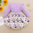 thumbnail image 4 of 12 Months Baby Girls Dress 18 Months Girls Long Sleeve Dress Flower Print Infant Girls Round Neck Floral Dress Purple, 4 of 9