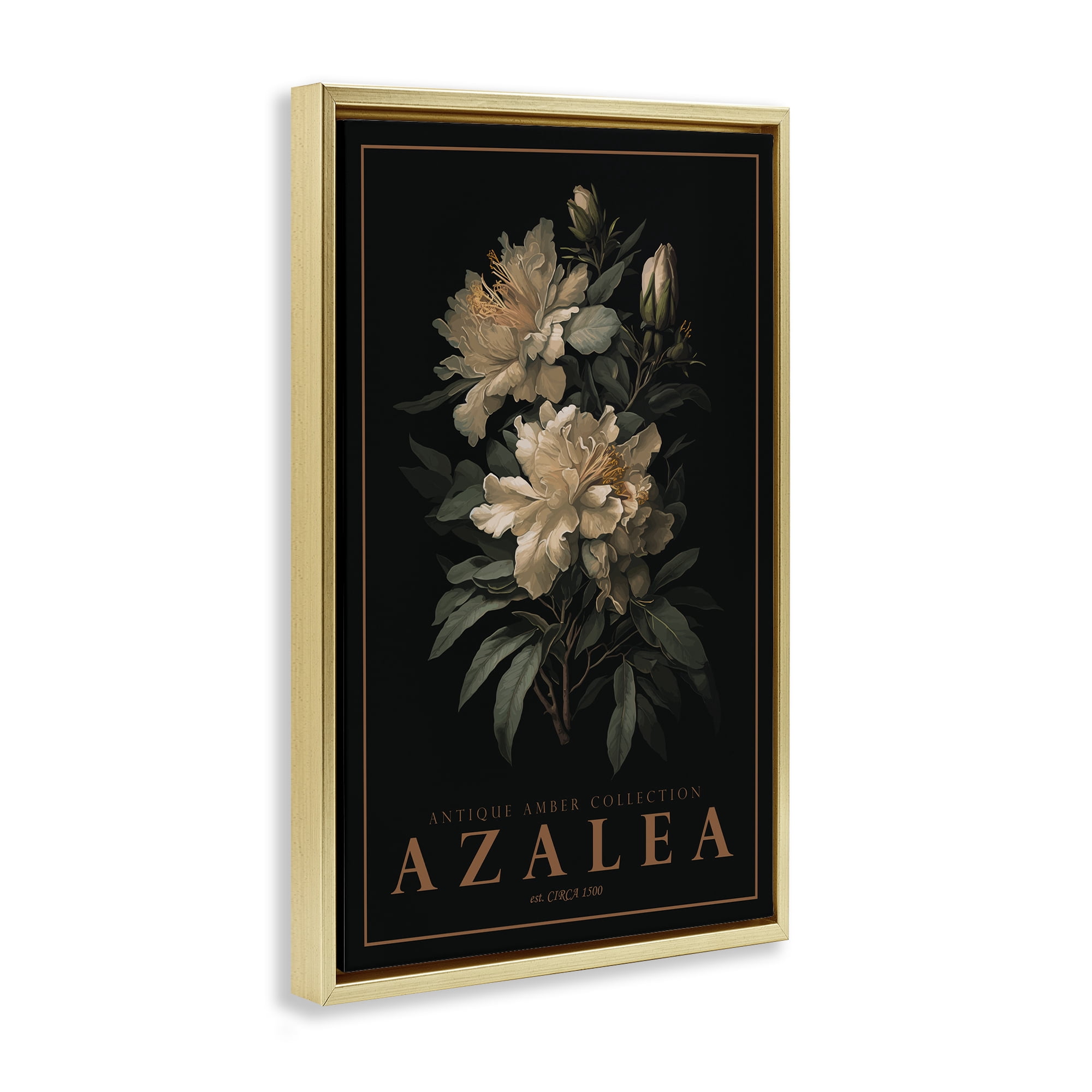 Stupell Industries Antique Azalea Light Gold Framed Floater Canvas Wall Art, design by Chris Giampietro