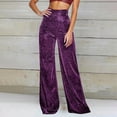 thumbnail image 2 of WERYOUNG Women's Casual Pants Solid Color Elastic Waist Elegant Satin Trousers Everyday Wear Wide Leg Pant Holiday Vacation Trendy Comfortable Trouser, 2 of 4