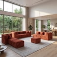 thumbnail image 2 of BEHOST 10-Piece Oversized Modular Sectional Sofa Set, 160" Mega U-Shaped Cloud Couch with Ottomans, Luxury Chenille Fabric Theater Seating, Extra Deep Seat Living Room Furniture, Chenille Rust Red, 2 of 7