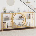 thumbnail image 2 of Gymax 3-Tier Console Table w/ Faux Wood Grain Storage Shelves for Hallway Living Room White, 2 of 10