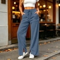thumbnail image 3 of Ozmmyan Wide Leg Sweatpants for Womens Corduroy Drawstring Elastic Waist Flare Trousers with Pockets Split Hem Fall Winter Casual Solid Color,S-2XL, 3 of 6