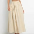 thumbnail image 2 of vigerkar Womens Maxi A-line Long Summer Skirt Elastic High Waist Flowy Skirt with Pockets Beige, M, 2 of 4