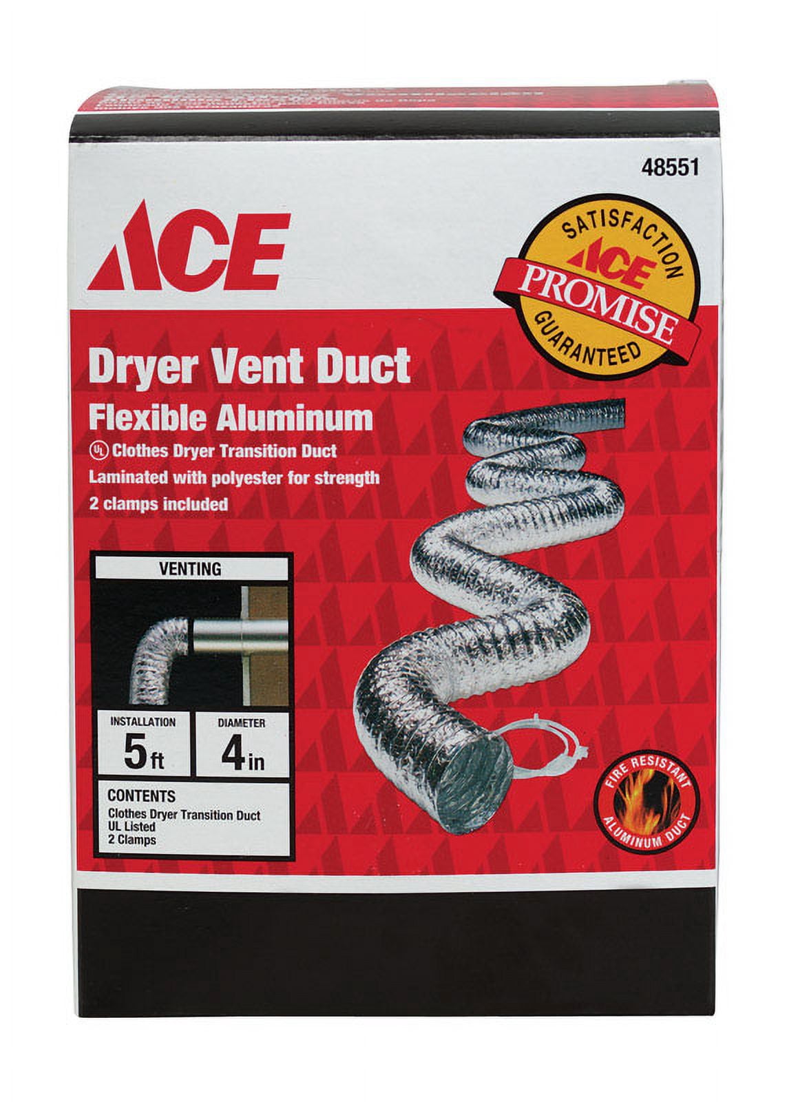 Lambro Lama-Flex Flexible Duct - Aluminum Film Laminated, Fire-Resistant - 4" x 5', Each
