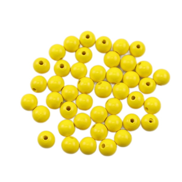 Bearachild Kit de cuentas de con agujeros, manualidades, fabricación de joyas, dijes, juego de cuentas de 16mm, colores, bola Kits de decoración para fiestas Amarillo