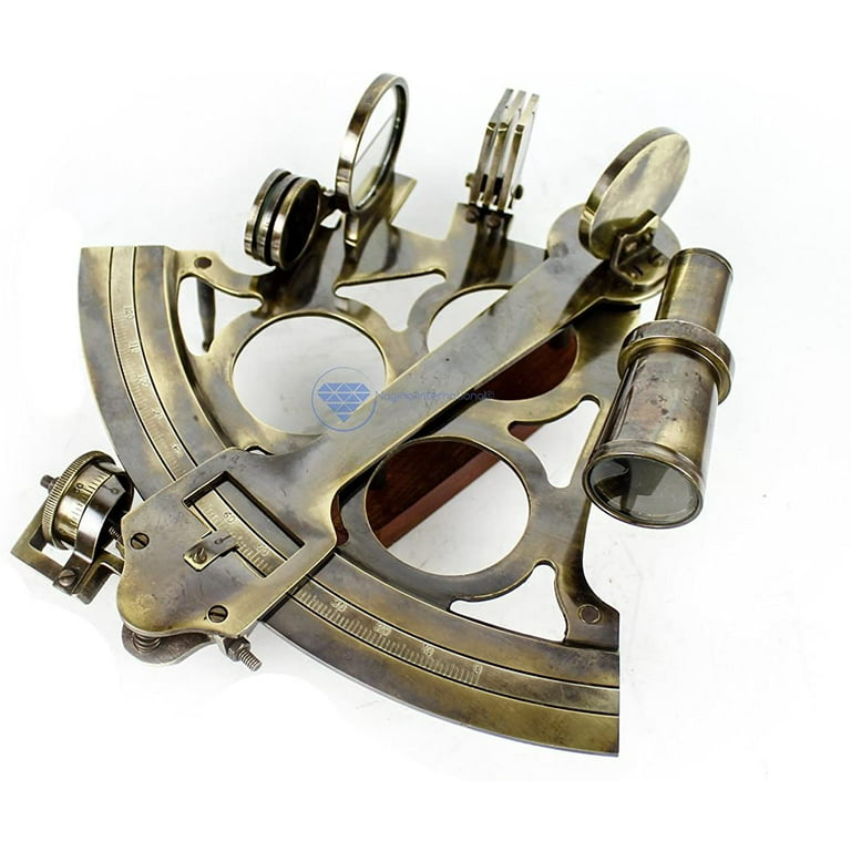 Solid Brass Marine Sextant (4 Inches, Antique Brass) 