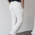 thumbnail image 2 of GINGTTO Men's White Linen-Blend Slim Fit Ankle Pants - Breathable Casual Trousers for Beach & Office, 2 of 5