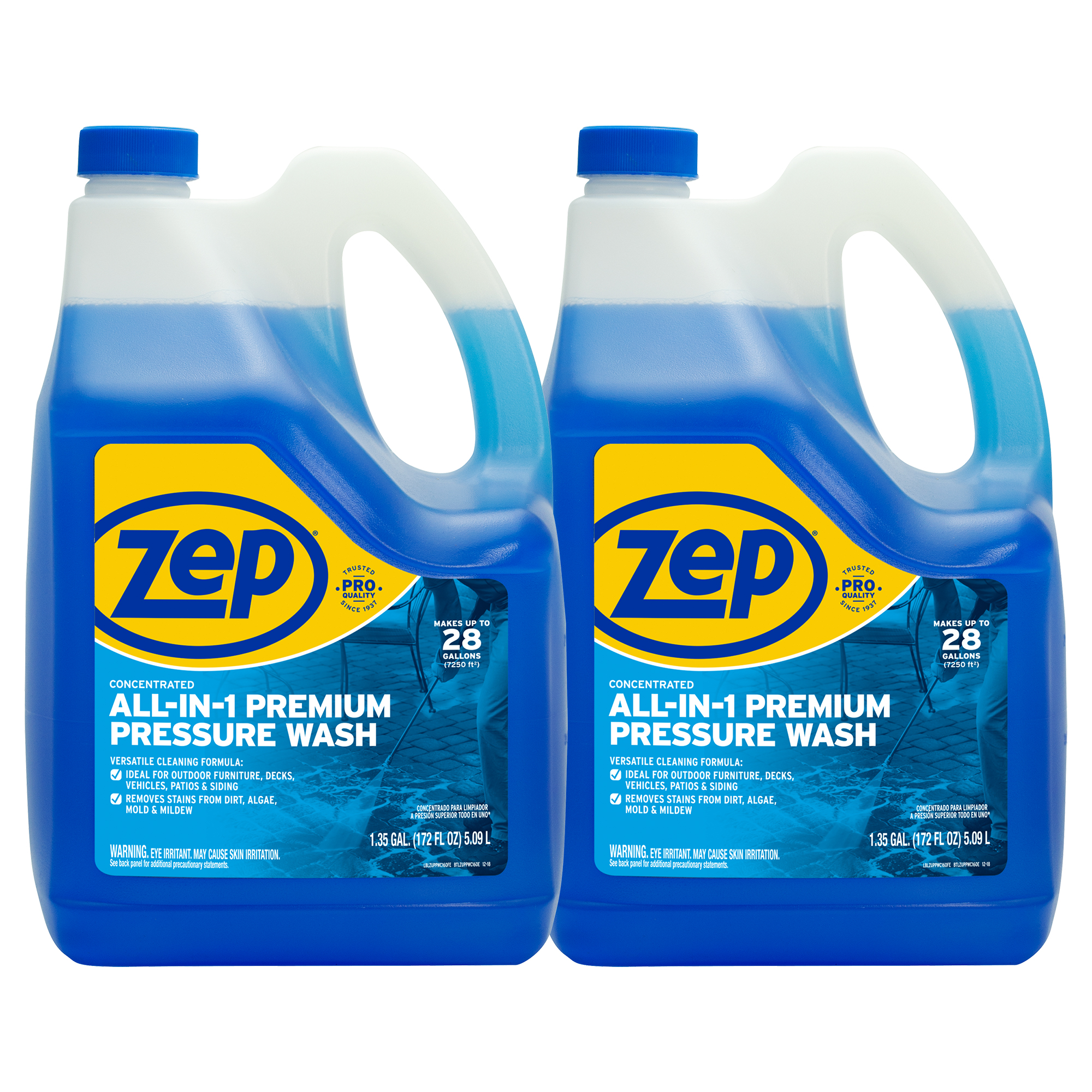 Zep Concentrated All-In-One Pressure Wash - 1.35 Gallon (Case of 2) ECZUPPWC1602 - Removes Dirt and Grime from Exterior Surfaces