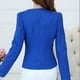 thumbnail image 5 of Chaqueta clásica para mujer, informal, plano, básico, de oficina, uniformes delgados, L Azul, 5 of 9