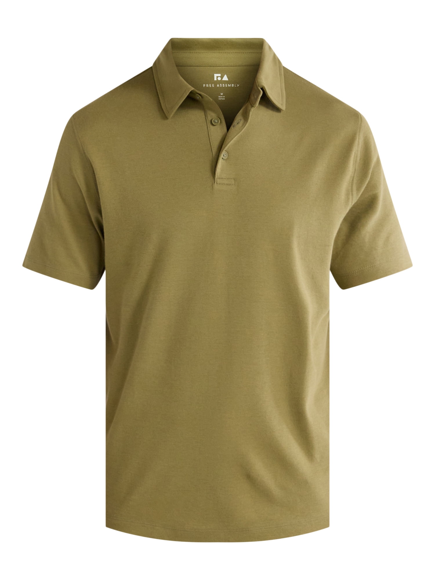 Free Assembly Mens Cotton Polo Shirt with Short Sleeves, Sizes XS-3XL