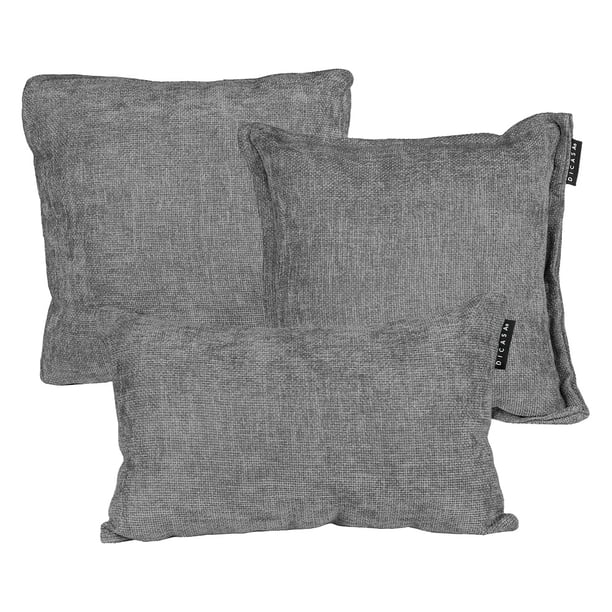 Set de 3 Cojines (1 Cuadrado + 1 Cuadrado Grande y 1 Rectangular) Manhattan Gris Oscuro