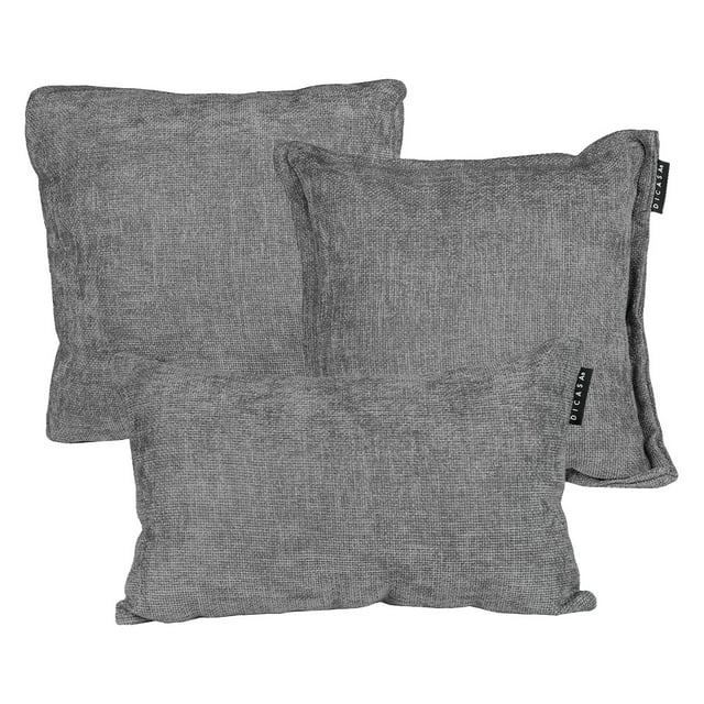 Set de 3 Cojines (1 Cuadrado + 1 Cuadrado Grande y 1 Rectangular) Manhattan Gris Oscuro