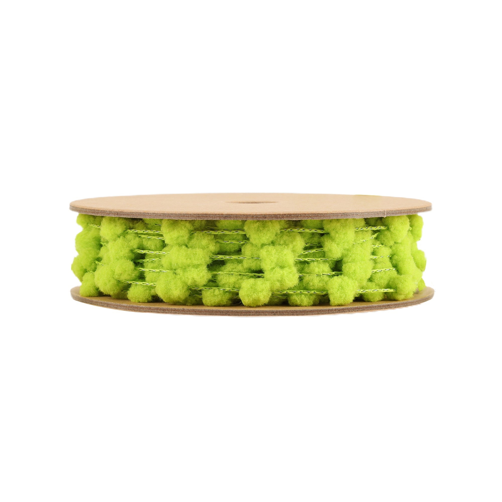 LaRibbons 8mm Wired Pom Pom, Lime, 25 Yard Roll