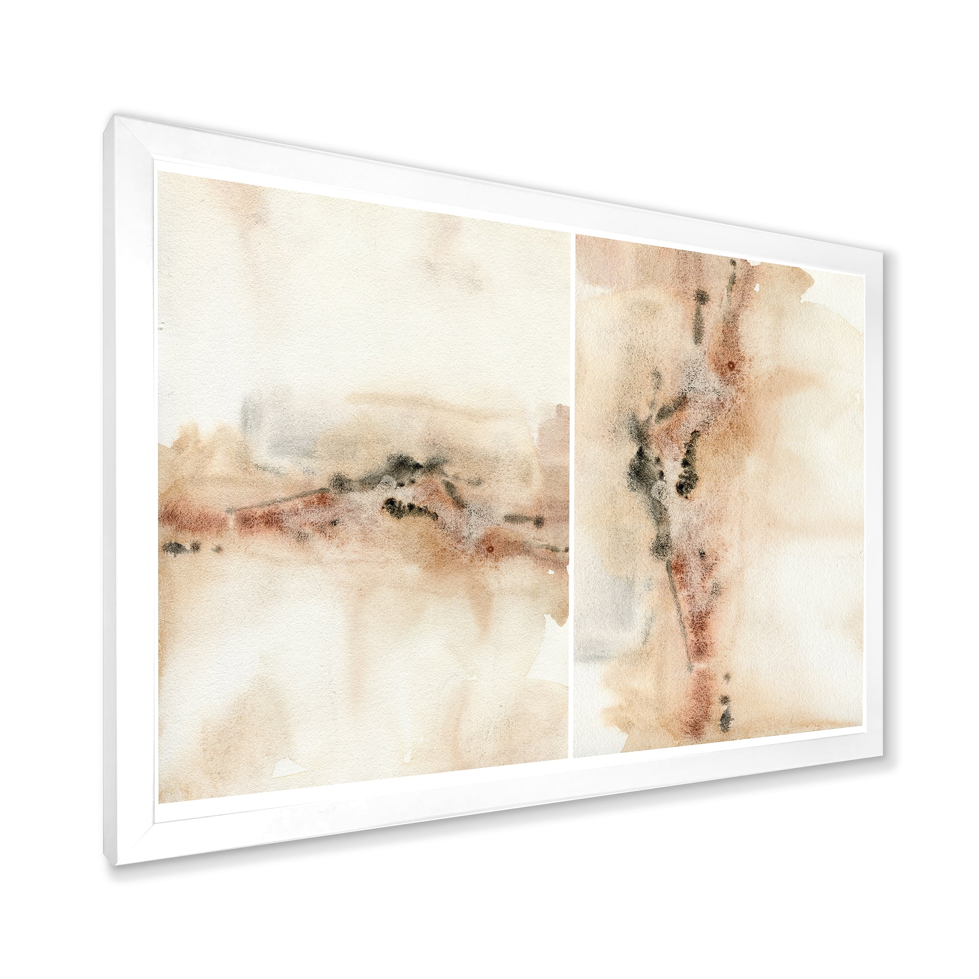 Designart 'Abstract Yelllow Red Beige and Pink Spots Pastel' Modern Framed Art Print