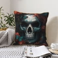 thumbnail image 6 of Xecao Butterfly Flower Skull Print Soft Velvet Decorative Throw Pillow Covers, Square Cushion Cases for Bed, Sofa, Living Room, Car, and Indoor Outdoor Use-16"x16", 6 of 8